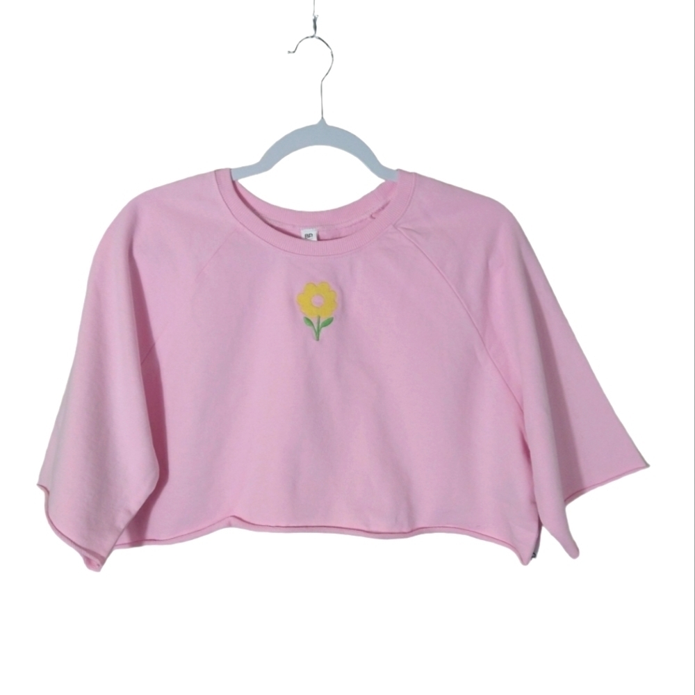 BP NWT barbiecore cropped daisy lounge sweatshirt top shirt